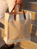 JUCO TOTE - Stylish Laminated Natural Juco Tote Bag with PU Leather Accents - Image 2