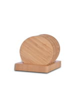 BAMBOO COASTER - Eco-Friendly 5-Piece Round Coaster Set with Stylish Holder