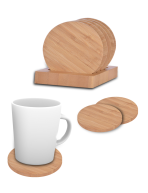 BAMBOO COASTER - Eco-Friendly 5-Piece Round Coaster Set with Stylish Holder - Image 2