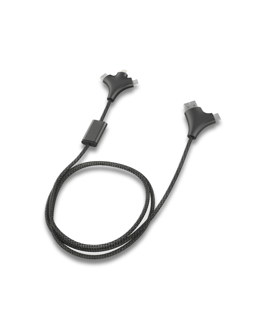 W CABLE - Versatile 3-in-1 Fabric Charging Cable with Eco-Friendly Design