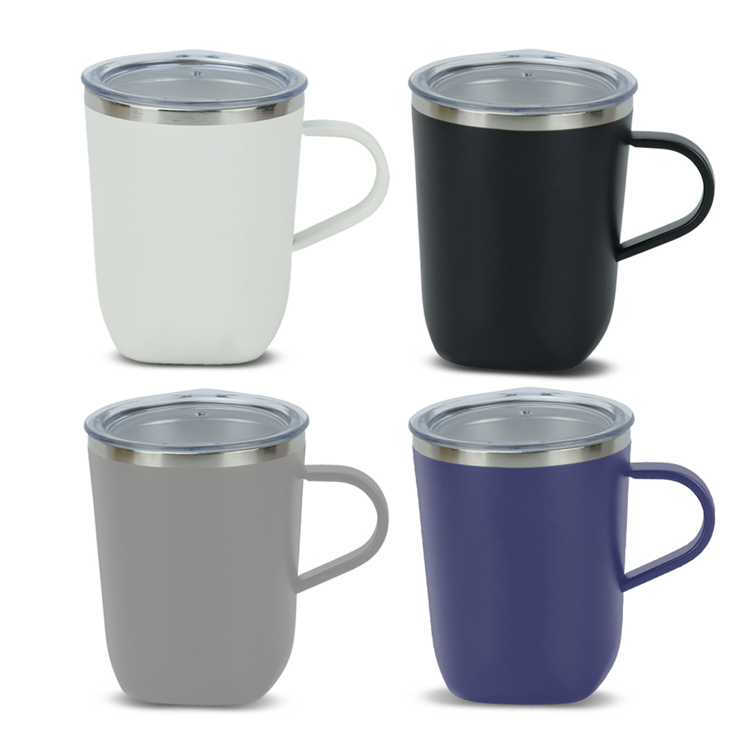 e7046 SUPREME MUG - 300ml Double Wall Stainless Steel Slim Mug with Plastic Lid - Image 1