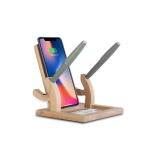 WIRELESS LOUNGE - Bamboo Desktop Organizer with Wireless Charger