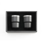 ESPRESSO STACKABLE – Stylish 80ml Double-Wall Stainless Steel Espresso Cups with Silver-Lined Lid & Premium Gift Box