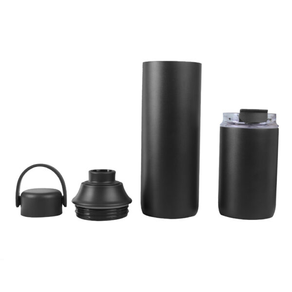 FLASKEE SET – Premium Powder-Coated Double-Wall Stainless Steel Cups (600ml & 300ml) with Interchangeable Lids & Adjustable Straw - Image 5