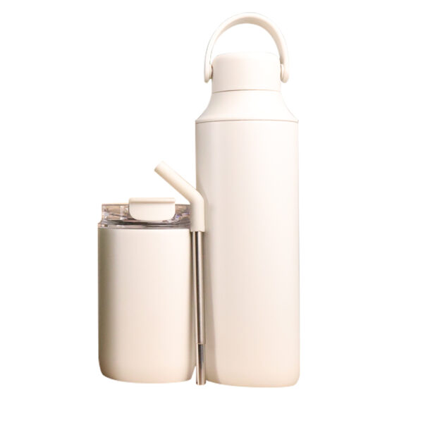 FLASKEE SET – Premium Powder-Coated Double-Wall Stainless Steel Cups (600ml & 300ml) with Interchangeable Lids & Adjustable Straw - Image 10