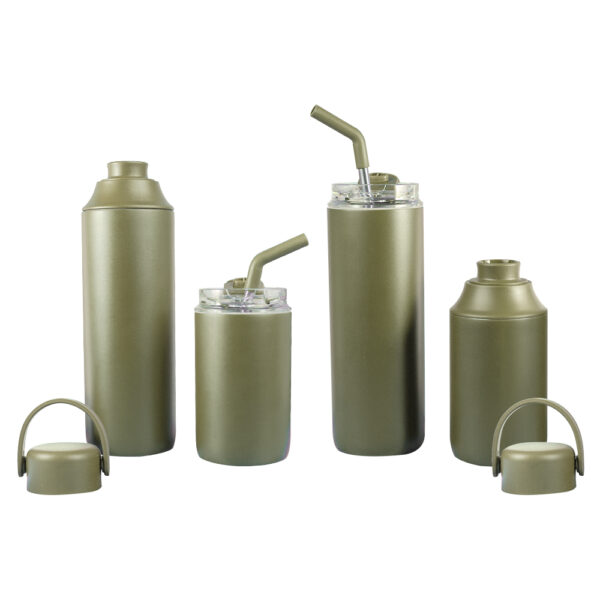 FLASKEE SET – Premium Powder-Coated Double-Wall Stainless Steel Cups (600ml & 300ml) with Interchangeable Lids & Adjustable Straw - Image 14