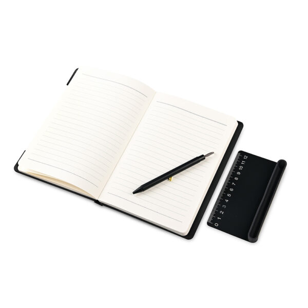 NOTECASE – A5 Recycled PU Notebook with 96 Sheets, Built-in Phone Stand & Ruler - Image 7