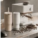 SIPORA | 600ml Steel Straw Coffee Mug with Non-Slip Grip - Image 2